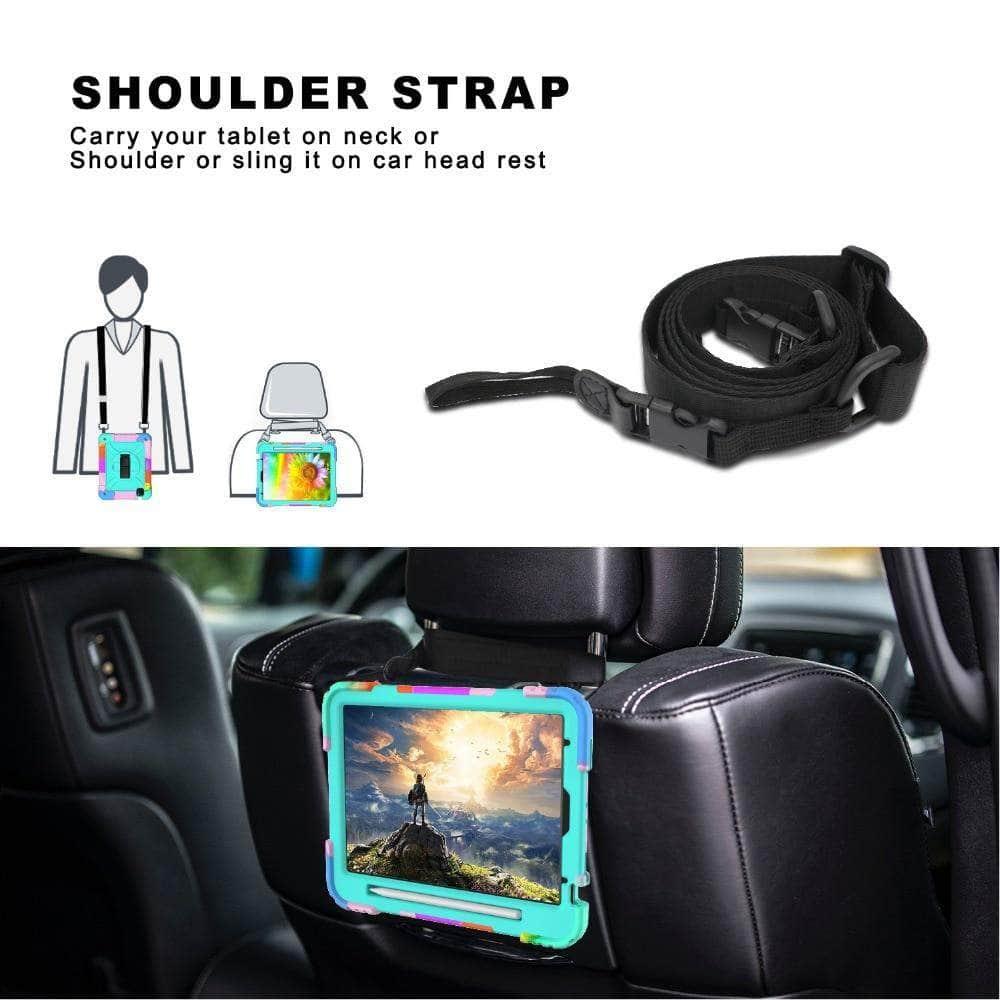 CaseBuddy Australia Casebuddy iPad Air 4  High Impact Heavy Duty Hybrid Shoulder Hand Strap Cover