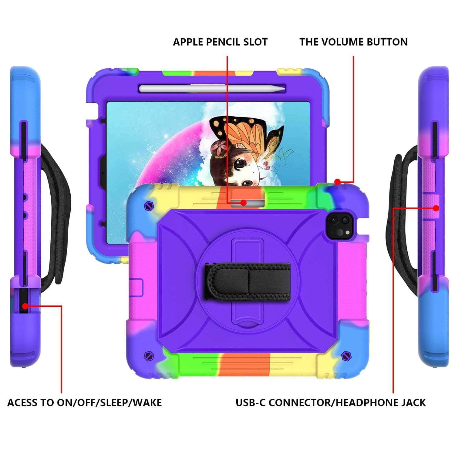CaseBuddy Australia Casebuddy iPad Air 4  High Impact Heavy Duty Hybrid Shoulder Hand Strap Cover