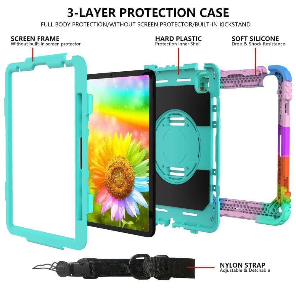 iPad Air 5 High Impact Heavy Duty Hybrid Shoulder Hand Strap Cover