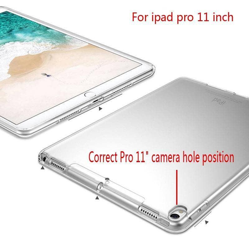iPad Pro 11 Clear Crystal Transparent Soft TPU Pen Holder Case - CaseBuddy