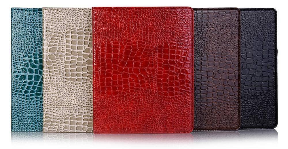 iPad Pro 12.9 2018 Cover Premium Leather Look Crocodile Pattern Smart Awake Sleep Pencil Holder - CaseBuddy