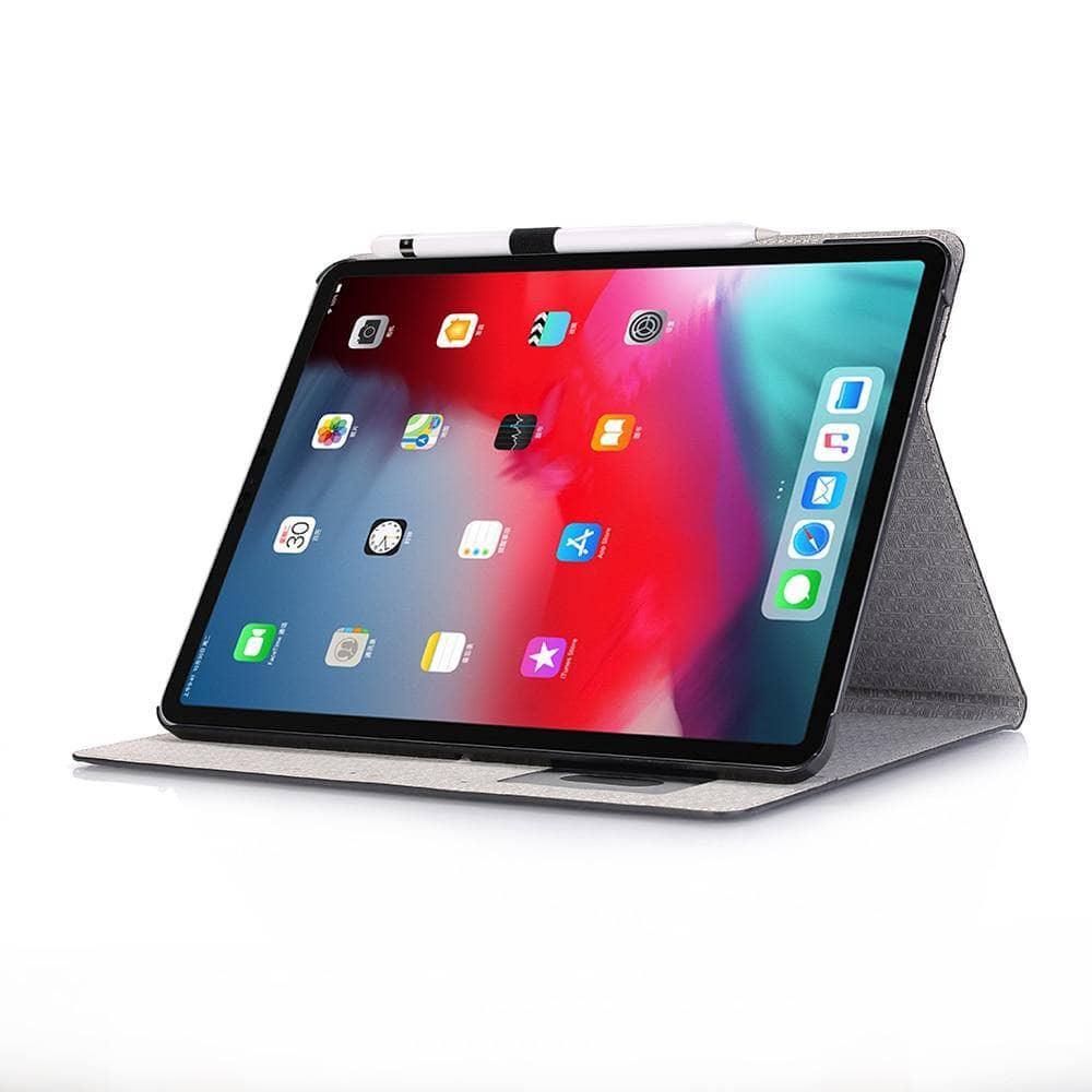 iPad Pro 12.9 2018 Cover Premium Leather Look Crocodile Pattern Smart Awake Sleep Pencil Holder - CaseBuddy