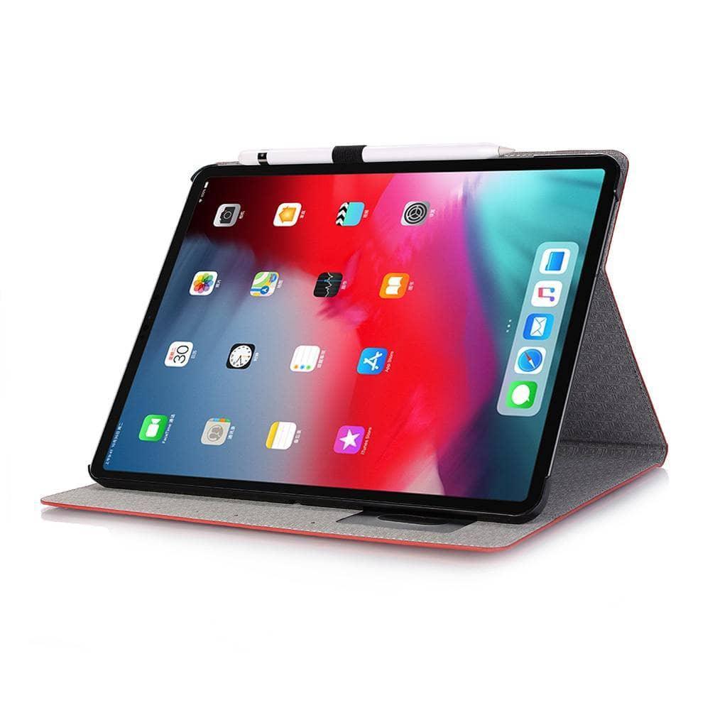 iPad Pro 12.9 2018 Cover Premium Leather Look Crocodile Pattern Smart Awake Sleep Pencil Holder - CaseBuddy
