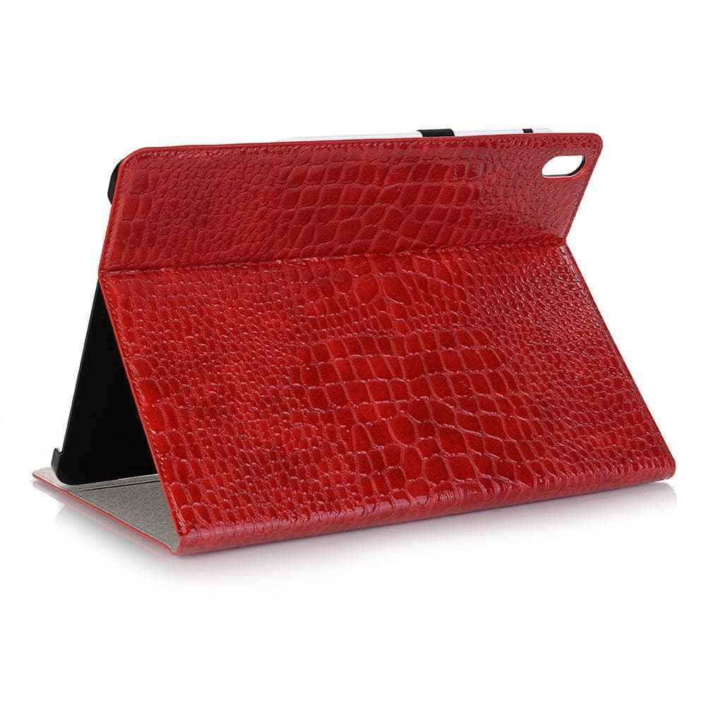 iPad Pro 12.9 2018 Cover Premium Leather Look Crocodile Pattern Smart Awake Sleep Pencil Holder - CaseBuddy