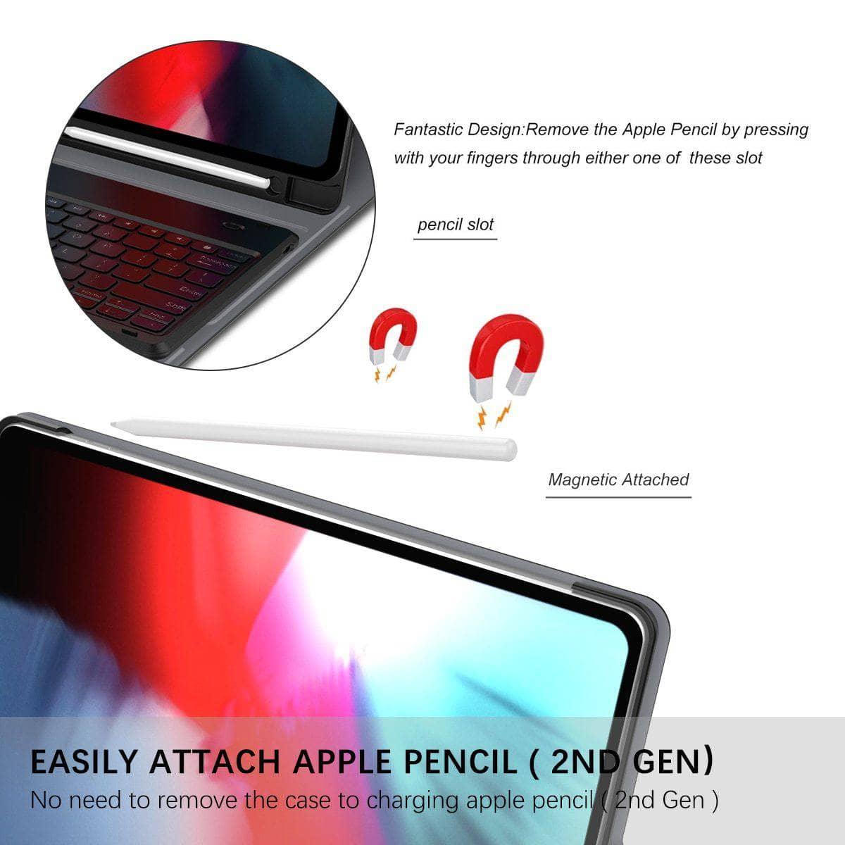 iPad Pro 12.9 2018 Keyboard Tablet Case Pencil Holder Leather Smart Cover A1876 A2014 A1895 A1983 - CaseBuddy
