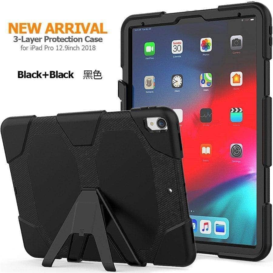 CaseBuddy Casebuddy iPad Pro 12.9 (2018) Shockproof Hard Military Heavy Duty Silicone Rugged Stand Protective Case