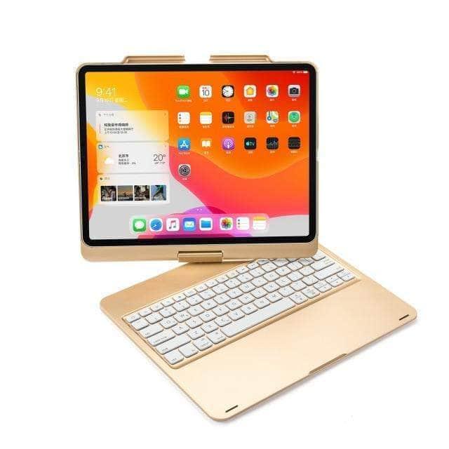 CaseBuddy Australia Casebuddy Gold iPad Pro 12.9 2020 2018 360 Degree LED Backlight Wireless Bluetooth Keyboard Case