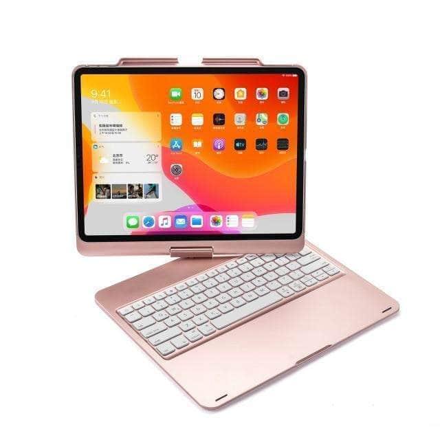 CaseBuddy Australia Casebuddy Rose Gold iPad Pro 12.9 2020 2018 360 Degree LED Backlight Wireless Bluetooth Keyboard Case