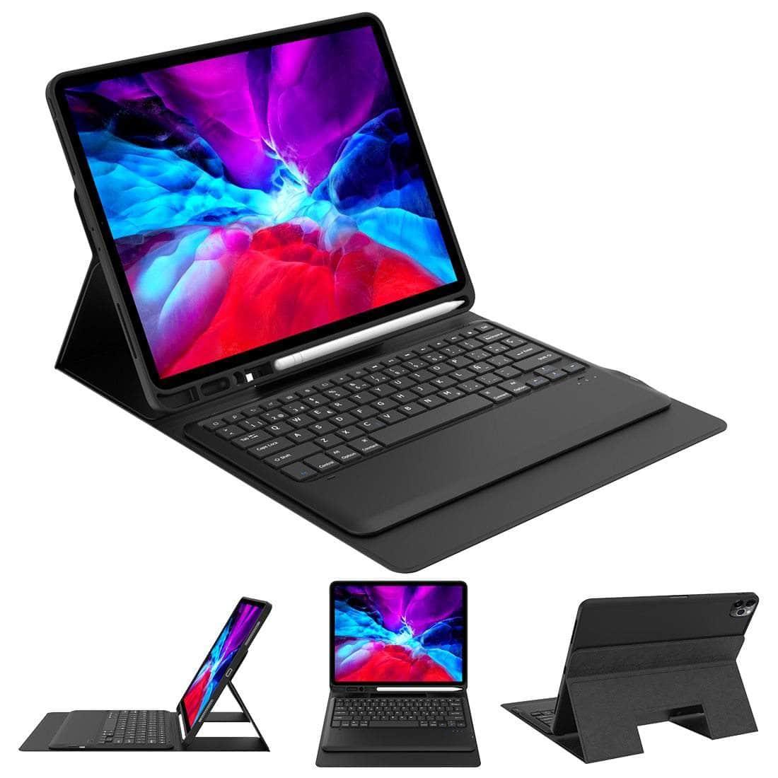 iPad Pro 12.9 2020 Bluetooth Keyboard Pen Holder Leather Tablet Protective Smart Case - CaseBuddy