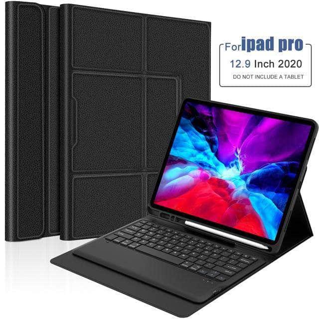 iPad Pro 12.9 2020 Bluetooth Keyboard Pen Holder Leather Tablet Protective Smart Case - CaseBuddy