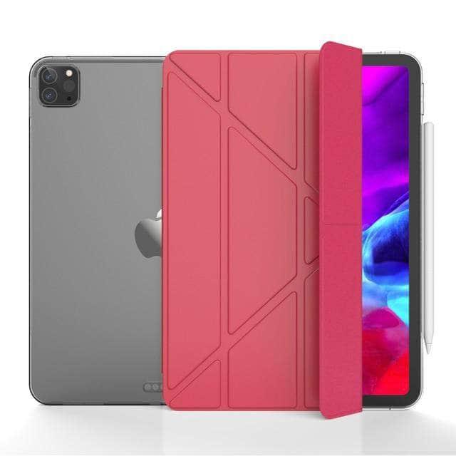 CaseBuddy Australia Casebuddy Red / For Pro 12.9 2020 iPad Pro 12.9 (2020) Multi-Fold Leather Smart Cover