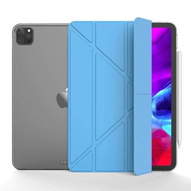 CaseBuddy Australia Casebuddy Blue / For Pro 12.9 2021 iPad Pro 12.9 (2021) Multi-Fold Leather Smart Cover