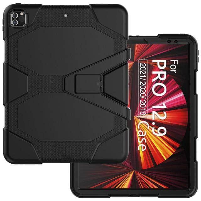 CaseBuddy Australia Casebuddy Black iPad Pro 12.9 2021 Tough Box Shockproof Thick Silicone Rugged Cover