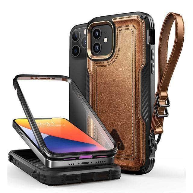 CaseBuddy Australia Casebuddy PC + TPU / Brown iPhone 12 6.1 inch SUPCASE UB Royal Full-Body Rugged Leather Case