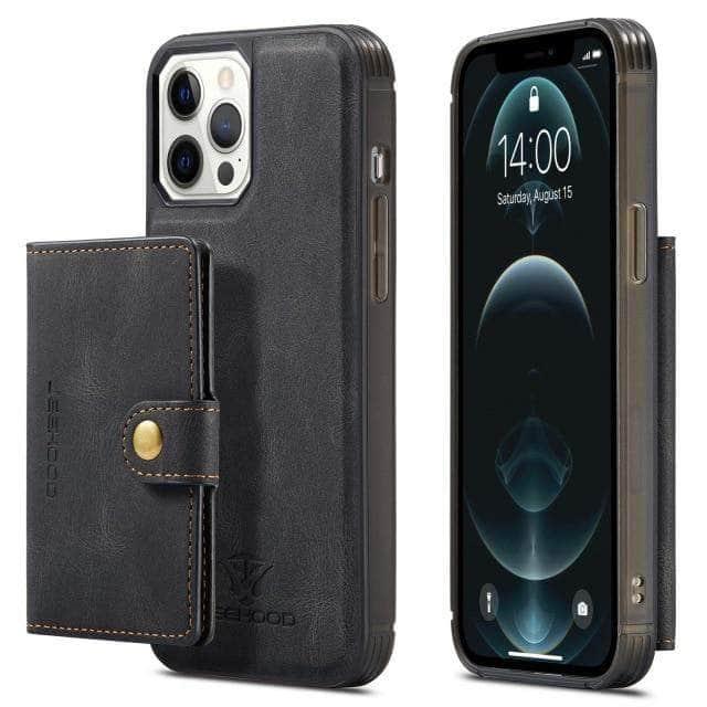 CaseBuddy Australia Casebuddy for iPhone 13 / Black iPhone 13 & 13 Pro Back Leather Card Holder Case