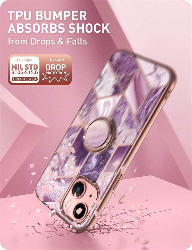 CaseBuddy Australia Casebuddy iPhone 13 I-BLASON Cosmo Snap Marble Ring Holder Case