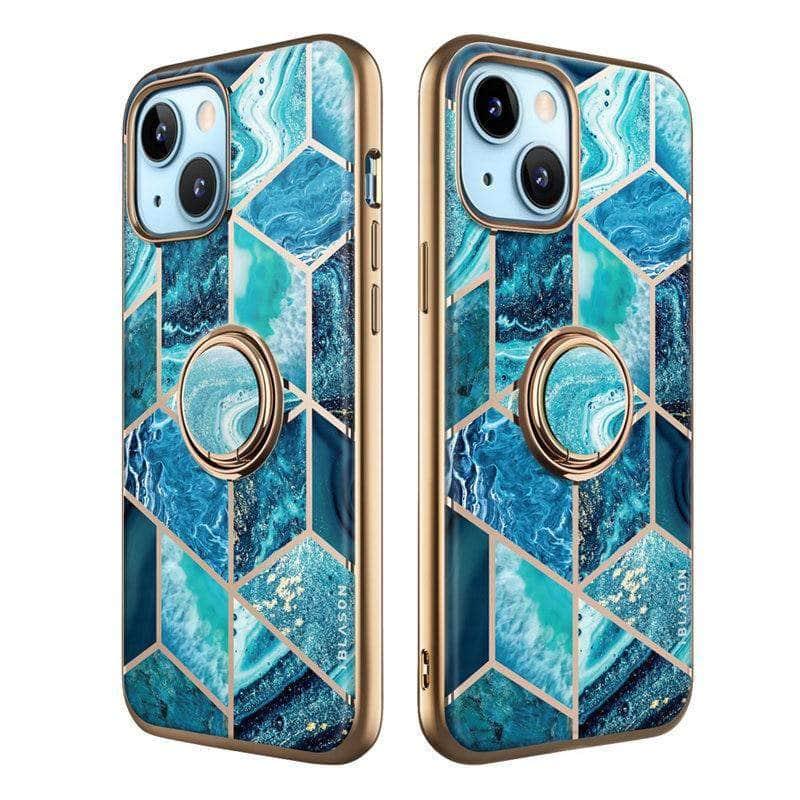 CaseBuddy Australia Casebuddy iPhone 13 I-BLASON Cosmo Snap Marble Ring Holder Case