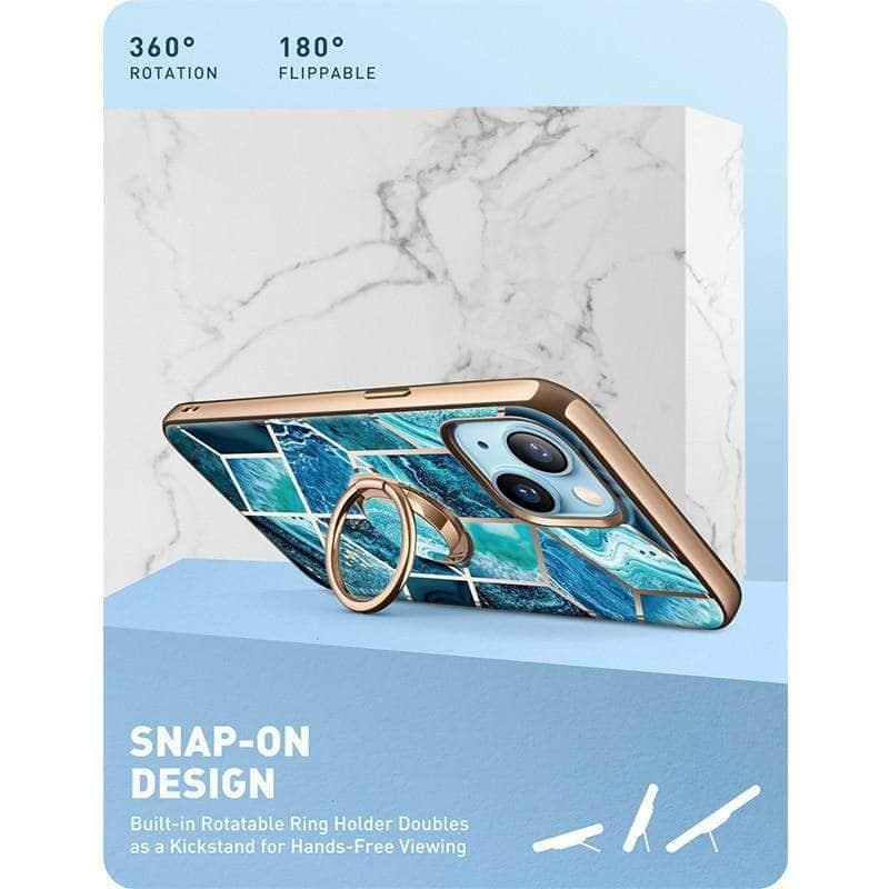 CaseBuddy Australia Casebuddy iPhone 13 I-BLASON Cosmo Snap Marble Ring Holder Case