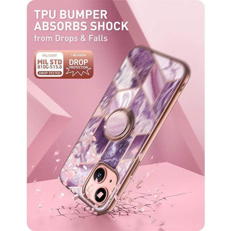 CaseBuddy Australia Casebuddy iPhone 13 I-BLASON Cosmo Snap Marble Ring Holder Case
