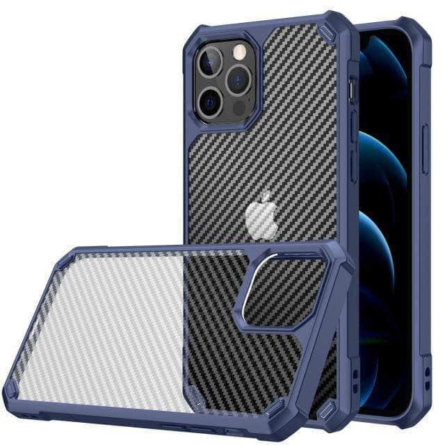 CaseBuddy Australia Casebuddy For iPhone 13 Mini / Blue iPhone 13 Mini Airbag Carbon Fiber Shockproof Case