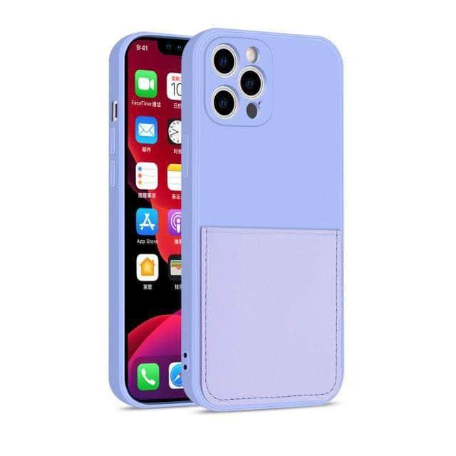 CaseBuddy Australia Casebuddy For iphone 13 Mini / Purple iPhone 13 Mini Liquid Silicone Case With Card Holder