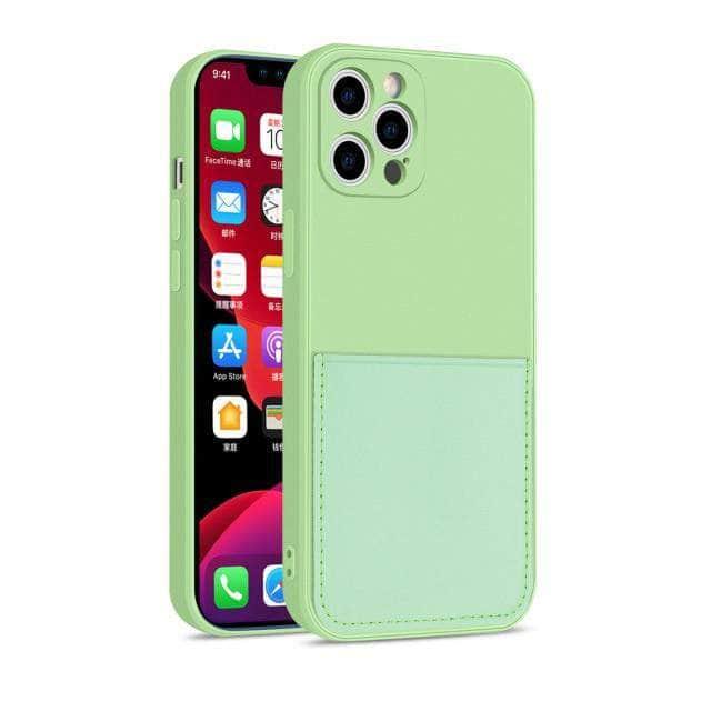 CaseBuddy Australia Casebuddy For iphone 13 Mini / Green iPhone 13 Mini Liquid Silicone Case With Card Holder