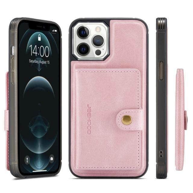 CaseBuddy Australia Casebuddy iPhone 13 Pro / Pink iPhone 13 Pro Back Leather Card Holder Case