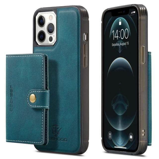 CaseBuddy Australia Casebuddy iPhone 13 Pro / Dark Green iPhone 13 Pro Back Leather Card Holder Case