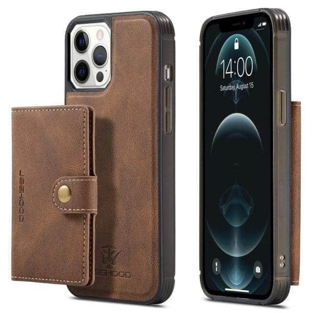 CaseBuddy Australia Casebuddy iPhone 13 Pro / Brown iPhone 13 Pro Back Leather Card Holder Case