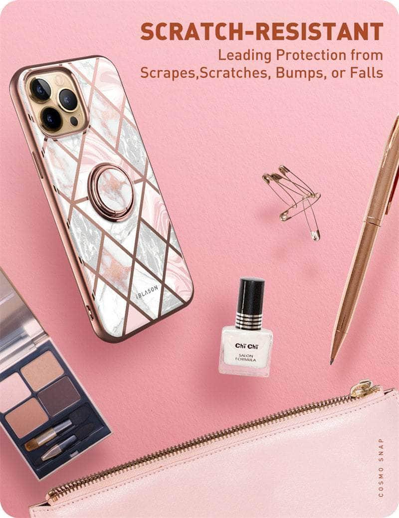 CaseBuddy Australia Casebuddy iPhone 13 Pro Max I-BLASON Cosmo Snap Marble Ring Holder Case