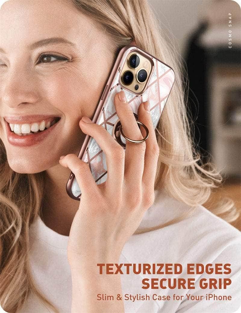CaseBuddy Australia Casebuddy iPhone 13 Pro Max I-BLASON Cosmo Snap Marble Ring Holder Case