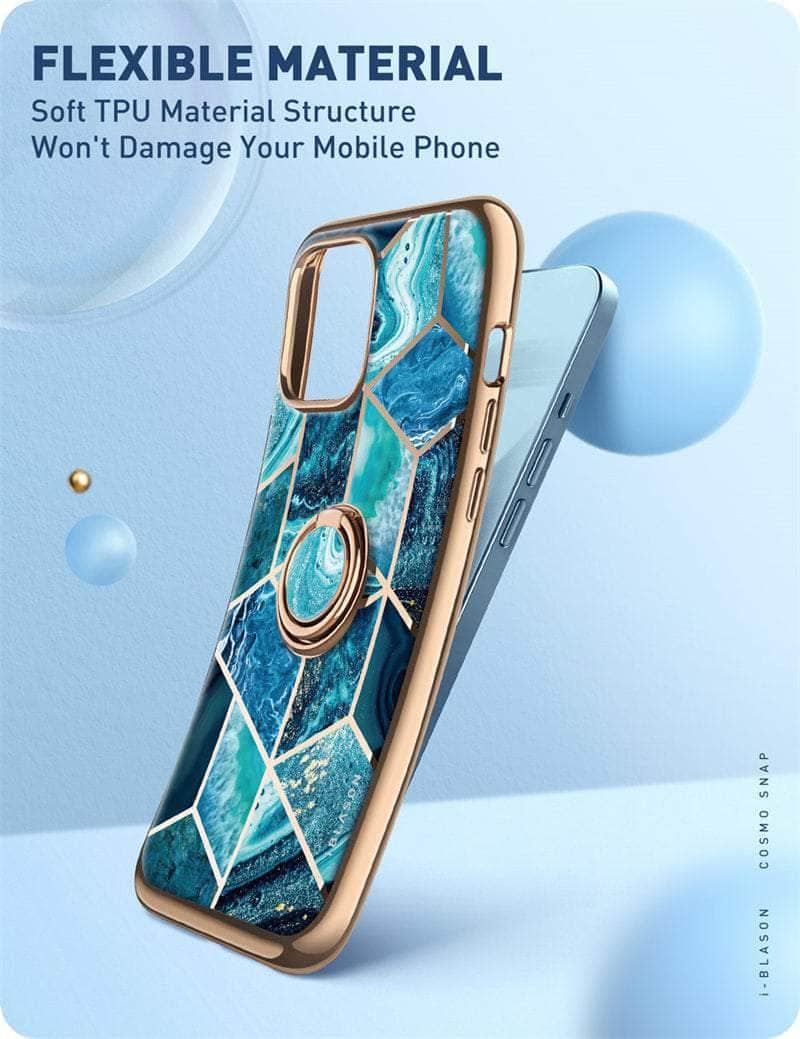 CaseBuddy Australia Casebuddy iPhone 13 Pro Max I-BLASON Cosmo Snap Marble Ring Holder Case