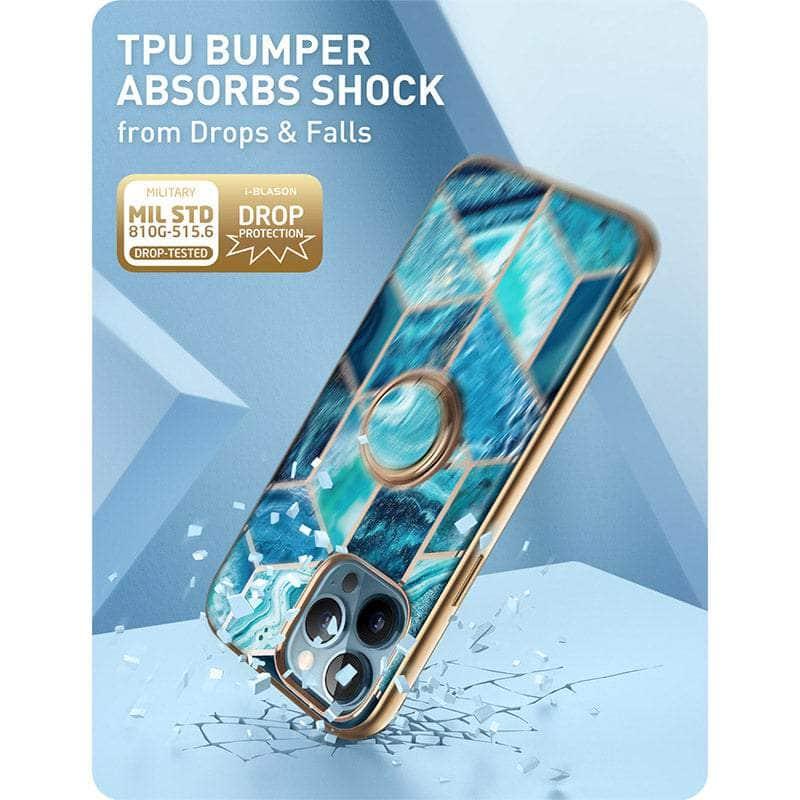 CaseBuddy Australia Casebuddy iPhone 13 Pro Max I-BLASON Cosmo Snap Marble Ring Holder Case