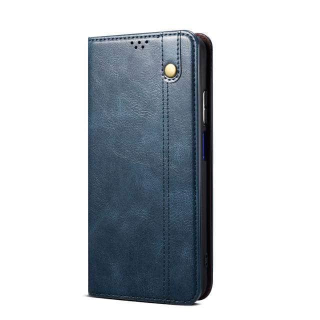 CaseBuddy Australia Casebuddy For Iphone 13 ProMax / Blue iPhone 13 Pro Max Stand Card Pocket Leather Soft Case