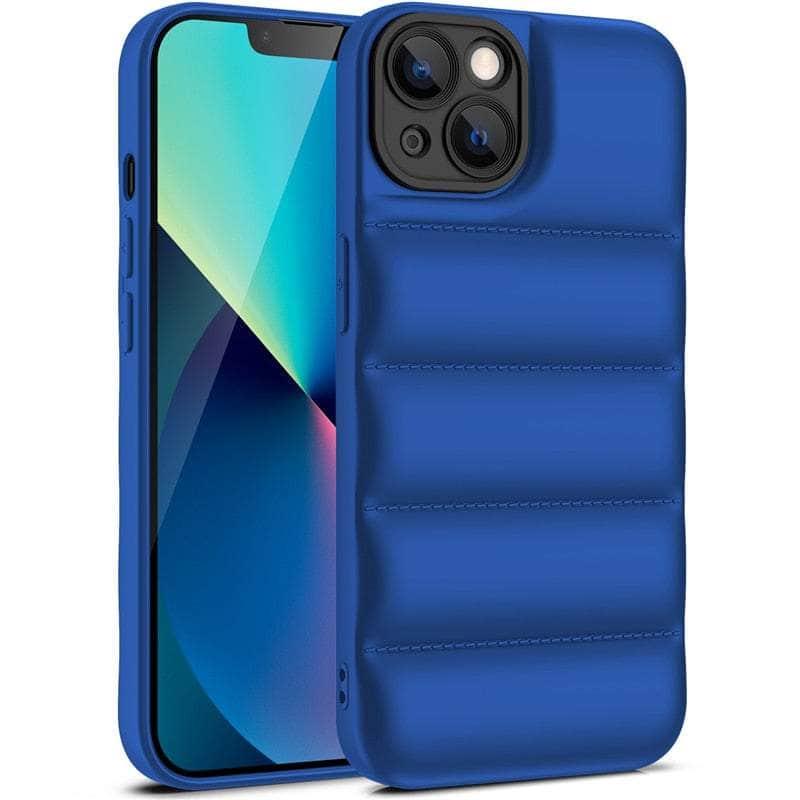 Casebuddy B-Navy Blue / For iPhone 14 iPhone 14 Down Jacket Puffer Soft Silicon Case