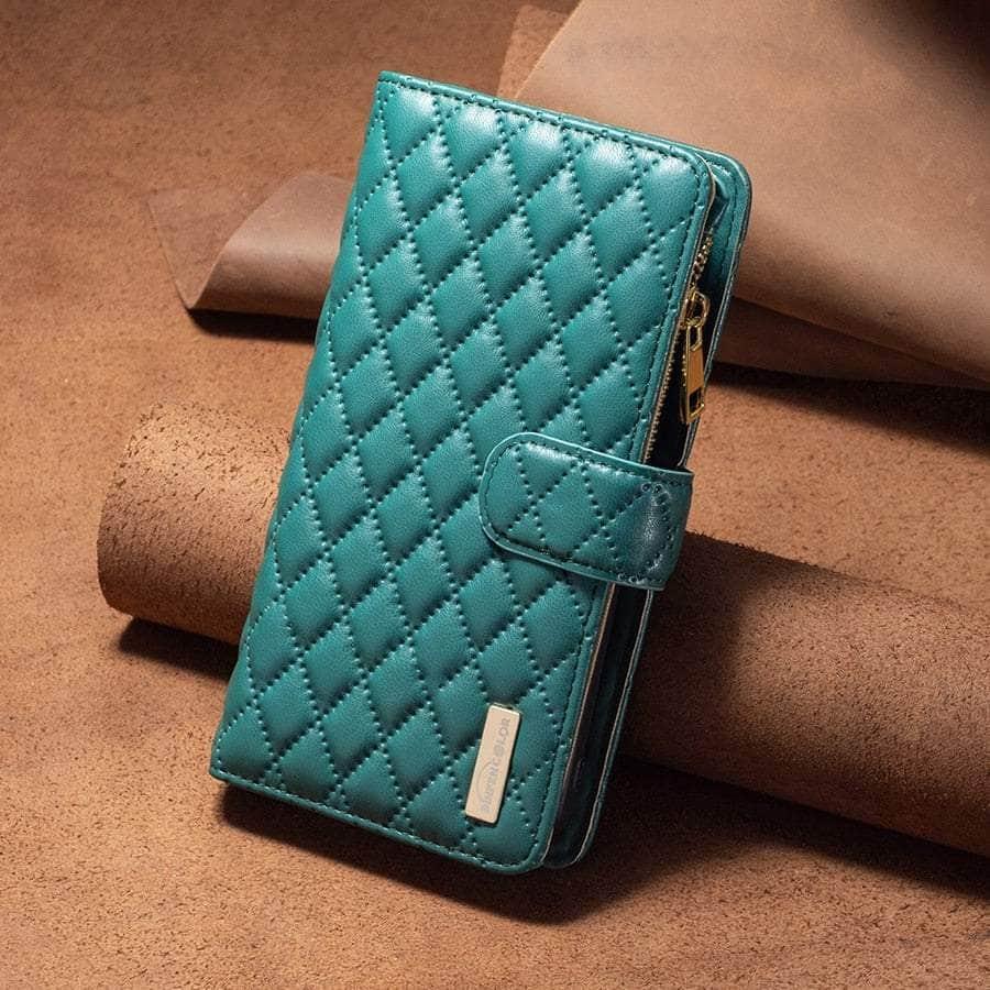 Casebuddy Green / iPhone 14 iPhone 14 Flip Zipper Leather Case