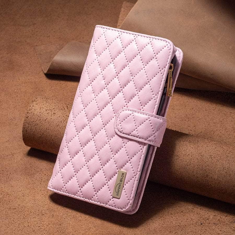 Casebuddy Pink / iPhone 14 iPhone 14 Flip Zipper Leather Case