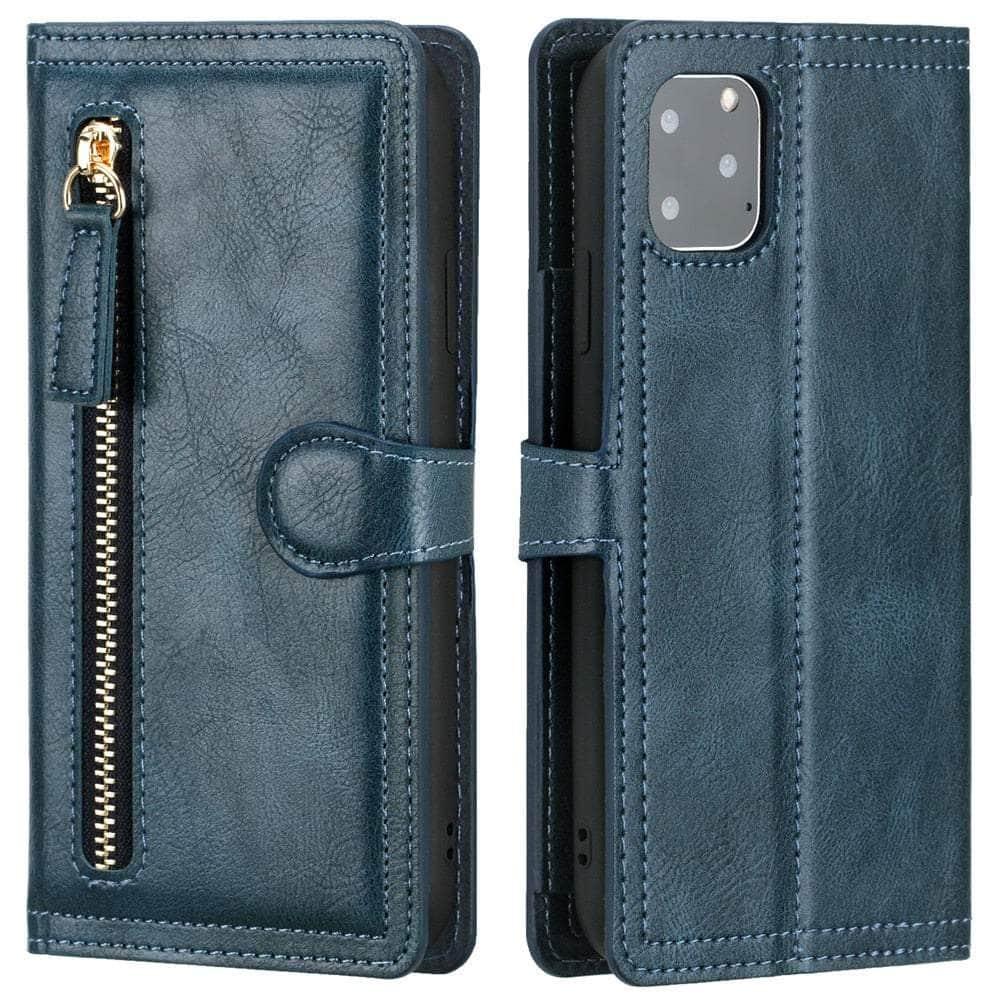 Casebuddy Navy Blue / For iPhone 14 iPhone 14 Leather Wallet Book Case