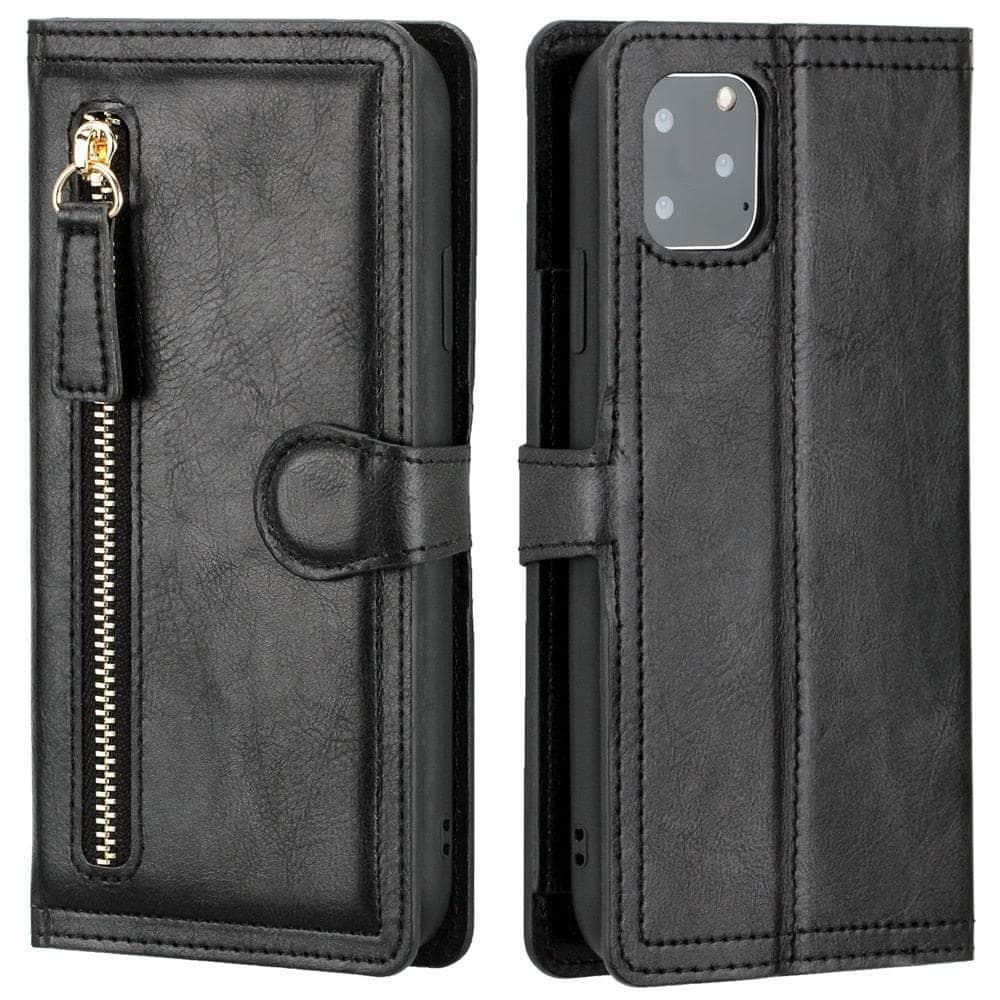 Casebuddy Black / For iPhone 14 iPhone 14 Leather Wallet Book Case