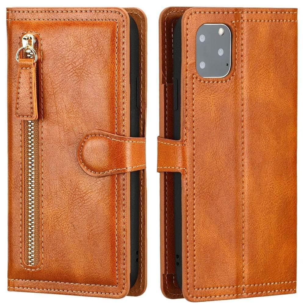 Casebuddy Orange / For iPhone 14 iPhone 14 Leather Wallet Book Case