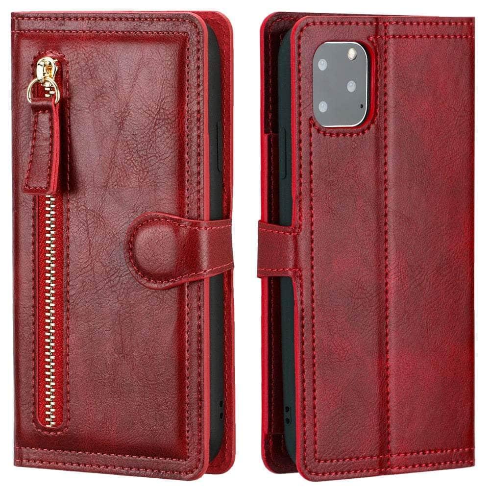 Casebuddy Red / For iPhone 14 Max iPhone 14 Max Leather Wallet Book Case