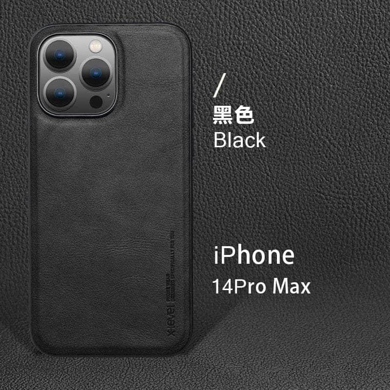 Casebuddy Black / For Iphone 14 Max iPhone 14 Max Vintage Leather TPU Cover