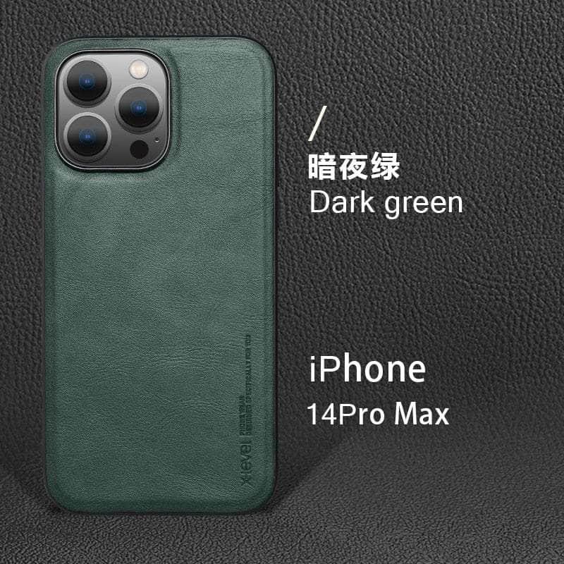 Casebuddy Green / For Iphone 14 Max iPhone 14 Max Vintage Leather TPU Cover