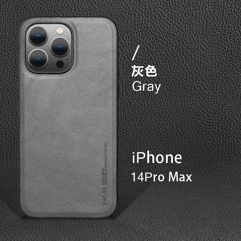 Casebuddy Gray / For Iphone 14 Max iPhone 14 Max Vintage Leather TPU Cover