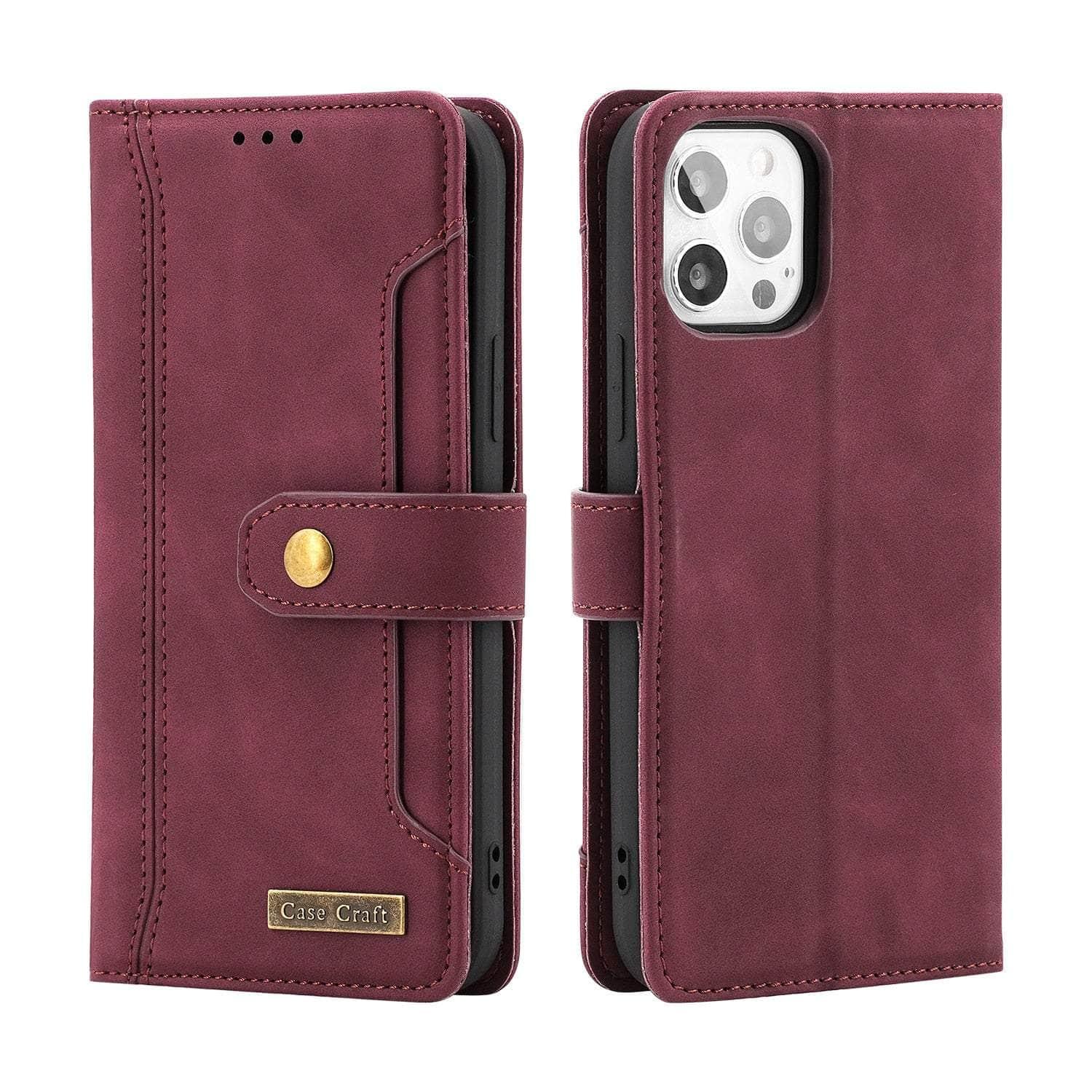 Casebuddy Winered / iPhone 14 Max iPhone 14 Max Wallet Leather Card Slot Case