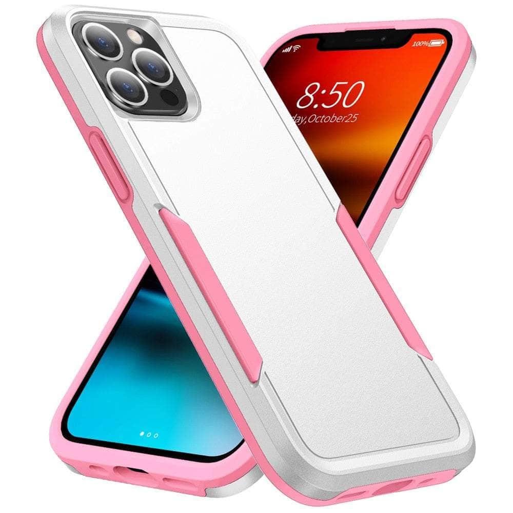 Casebuddy White N Pink / for iPhone 14 Max iPhone 14 Max Sturdy Heavy Duty Hybrid Armor Case