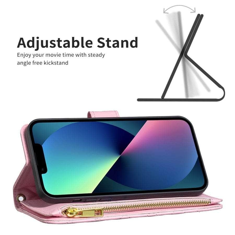 Casebuddy iPhone 14 Pro Max Flip Zipper Leather Case