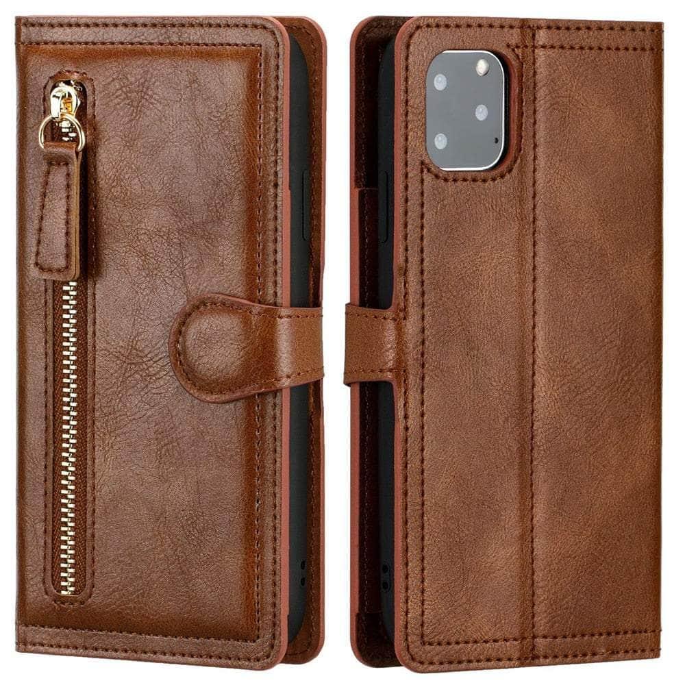 Casebuddy Browm / iPhone 14 Pro Max iPhone 14 Pro Max Leather Wallet Book Case