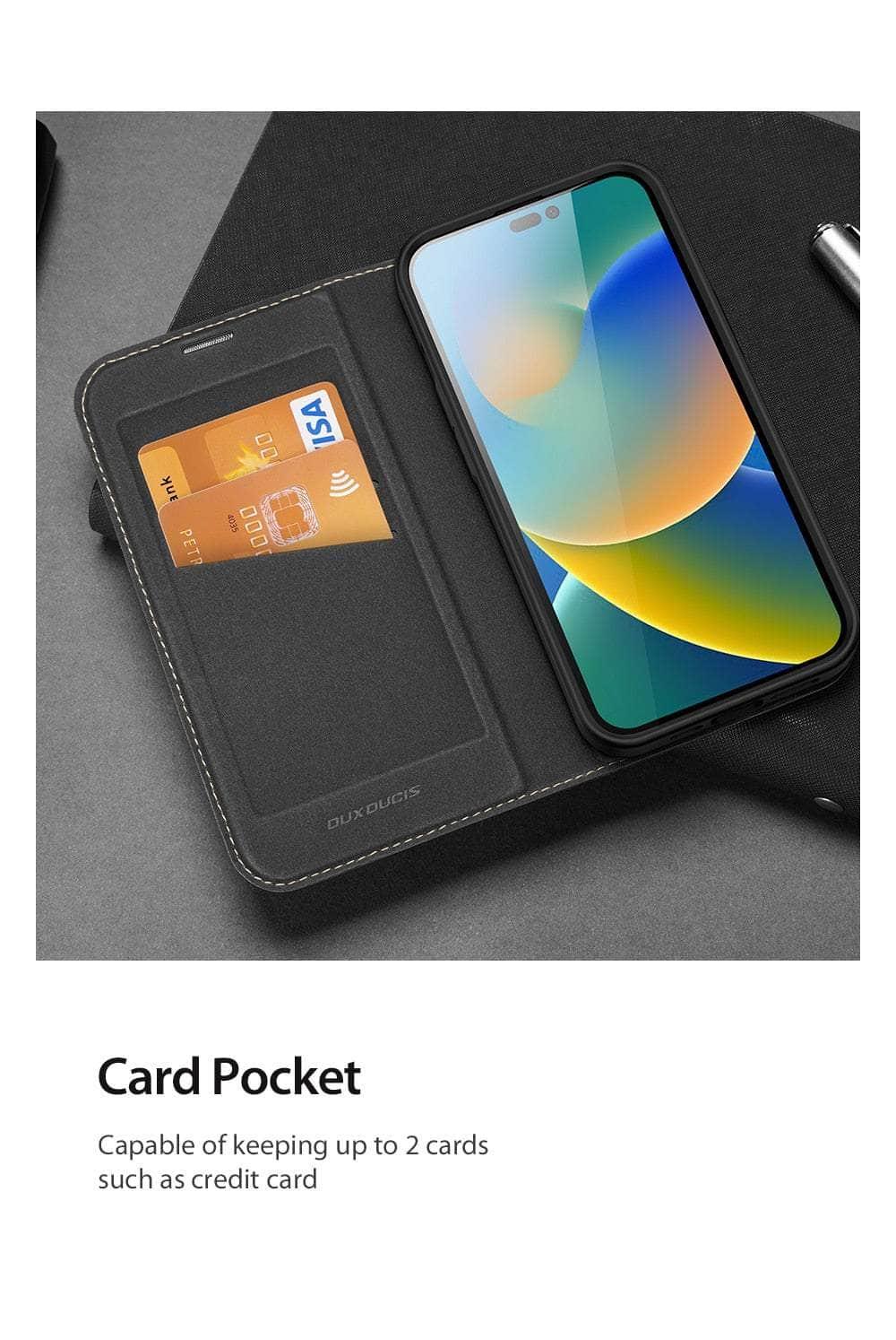 Casebuddy iPhone 14 Pro Max Magnetic Folio Leather Flip Wallet Stand