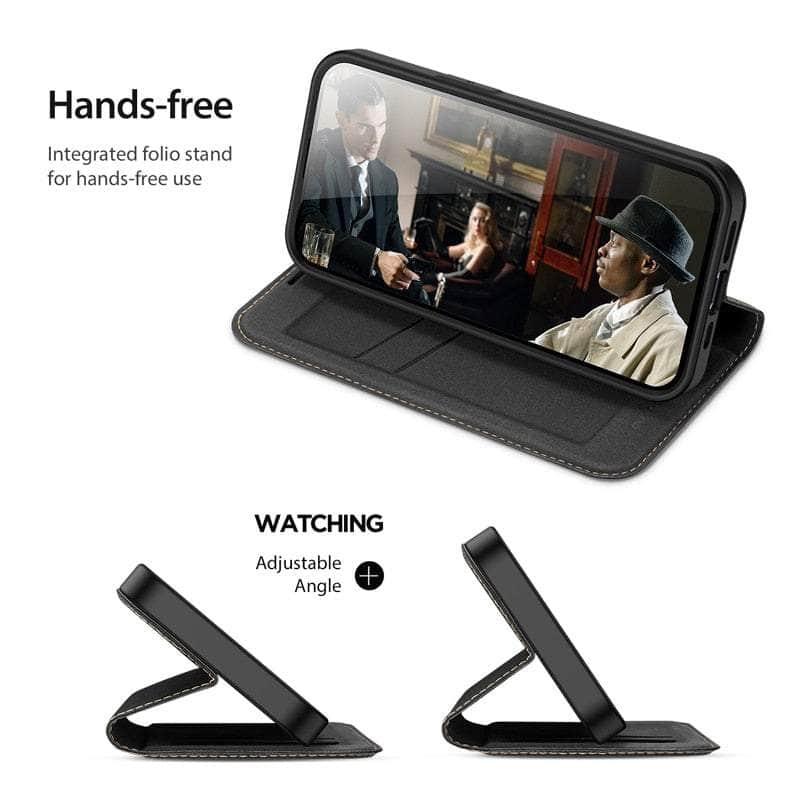 Casebuddy iPhone 14 Pro Max Magnetic Folio Leather Flip Wallet Stand